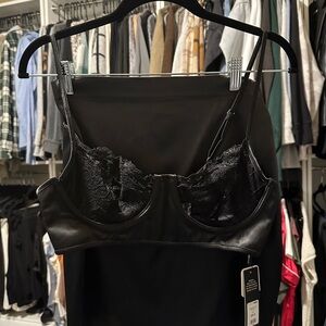 Fashion Nova Black Lace Bra and Skirt Set